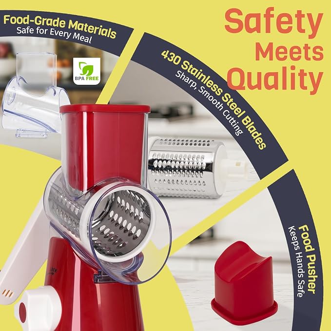 Cheese Grater Hand Crank, Rotary Cheese Shredder - Image 7