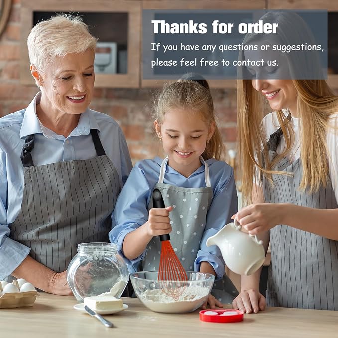 OYV Red Silicone Whisk, Sealed Waterproof Design Set of 3, Professional Kitchen - Image 7