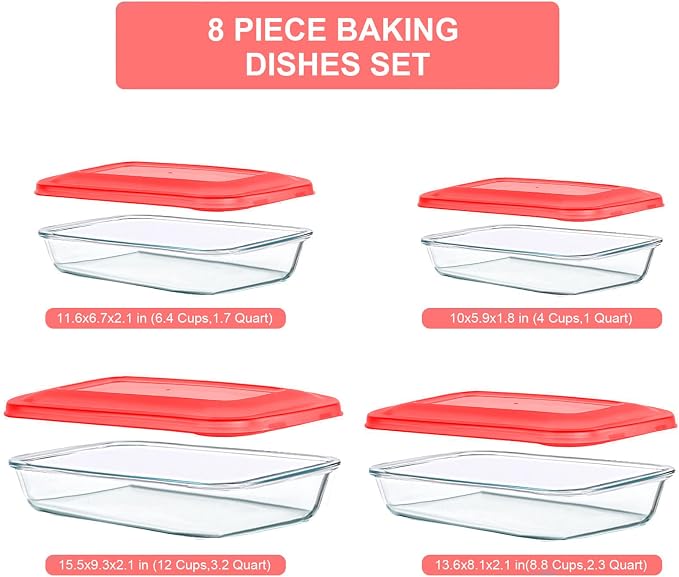 KOMUEE 8 Pieces Glass Baking Dish - Image 2