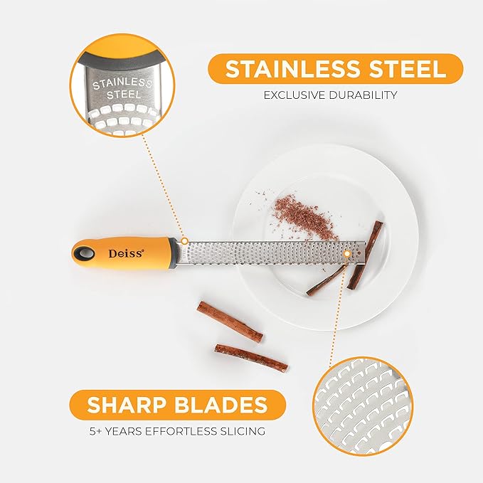 Deiss PRO Citrus Zester & Cheese Grater — Parmesan Cheese Lemon, Vegetables - Image 3