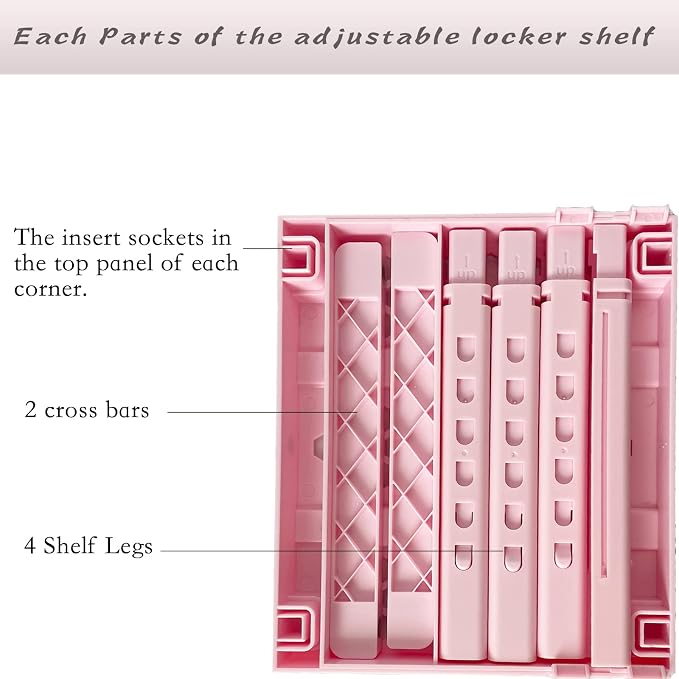 Svartur Adjustable Locker Shelf Pink Height and Width Adjustable Locker - Image 9