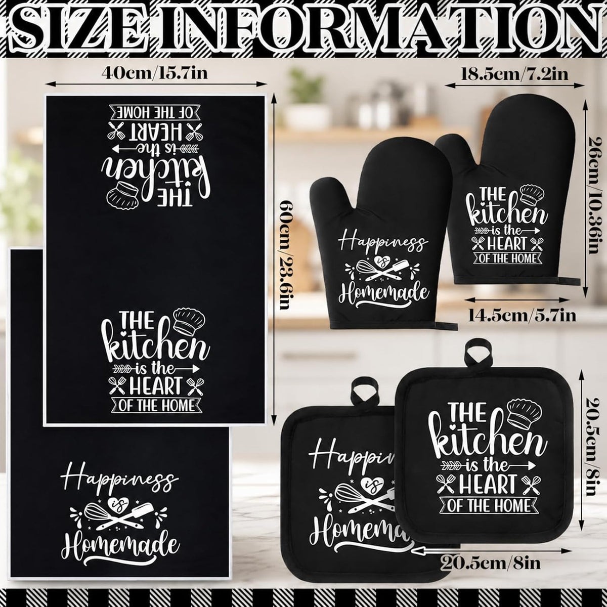 6 Pcs Black Kitchen Decor Accessories Set