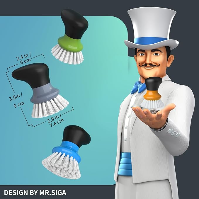MR.SIGA Dish Scrub Brush, Palm Brush Dish Scrubber - Image 2