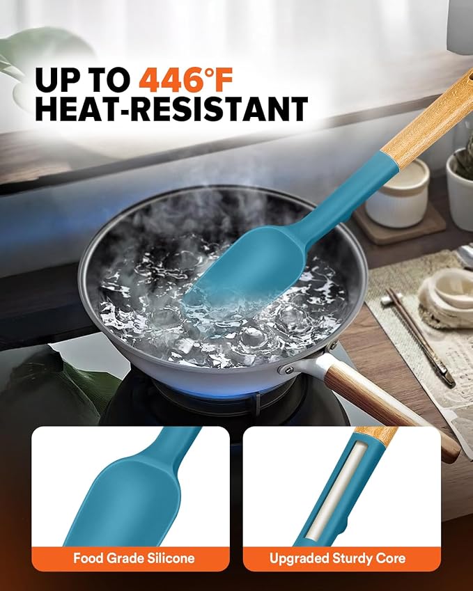 Silicone Spatula Spoon Set, and Spreading, Sturdy BPA-Free Matte Silicone - Image 5