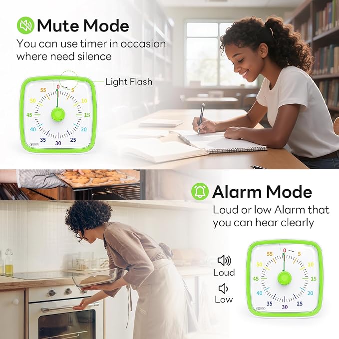 Yunbaoit Visual Timer with Night Light, 60-Minute Dinosaur Countdown Timer - Image 4