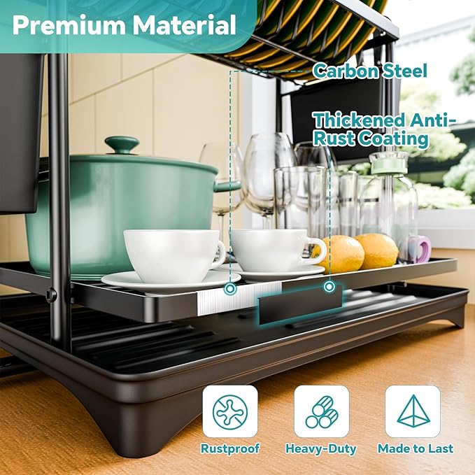 Simple Trending Dish Drying Rack, 2-Tier Dish Rack - Image 6