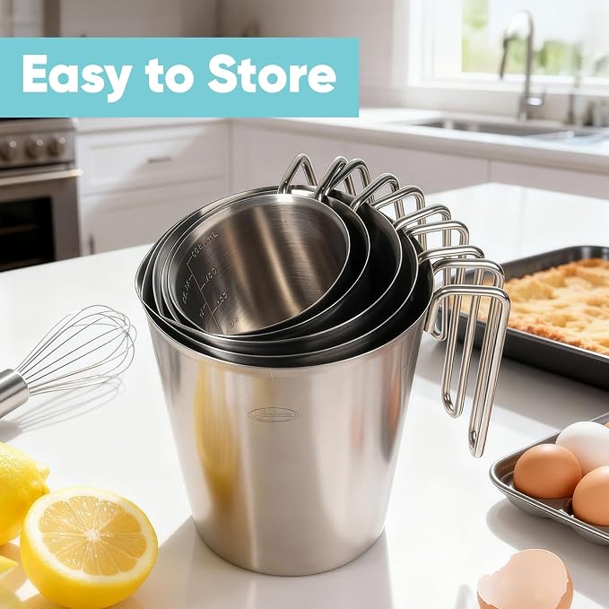 Newness 5 Pack Stainless Steel Measuring Cups Set Metal Measuring Cup - Image 4