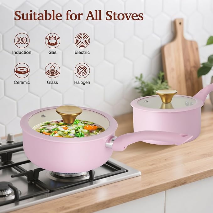M MELENTA Pots and Pans Set Non Stick, 11-Piece Induction Cookware, Non Toxic - Image 5