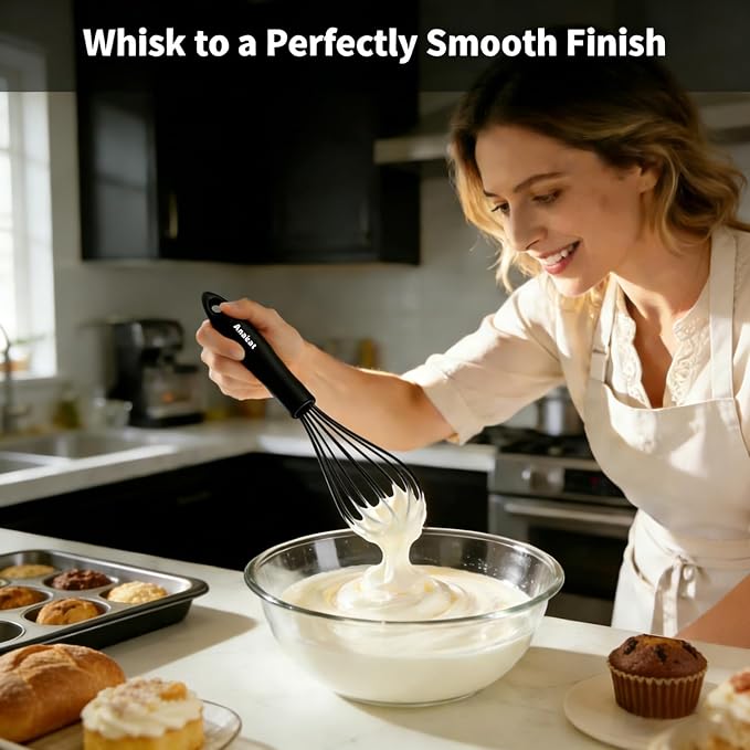 Anaeat Silicone Balloon Whisk, Milk and Egg Beater Blender, Heat Resistant - Image 2
