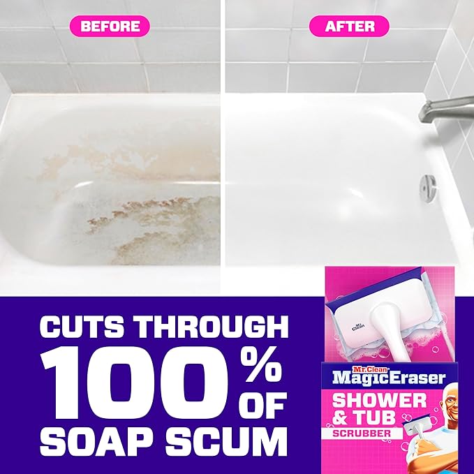 Mr. Clean Magic Eraser Shower & Tub Scrubber, Bathroom Cleaner, All in One - Image 4