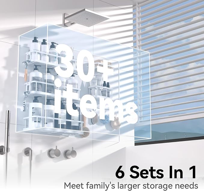 YASONIC Shower Caddy, 6 Pack Large Capacity shower organizer - Image 3