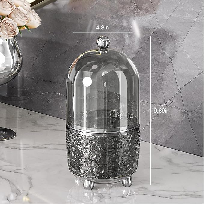 Makeup Brush Holder with Lid, 360° Rotating Cosmetic Tools Organizer with Cover - Image 7