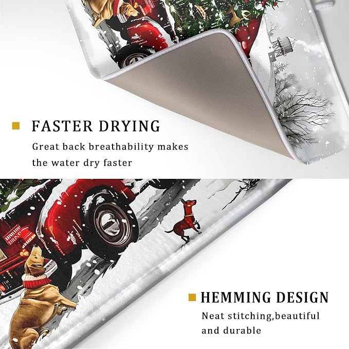 Red Truck Christmas Dish Drying Mat - Image 3