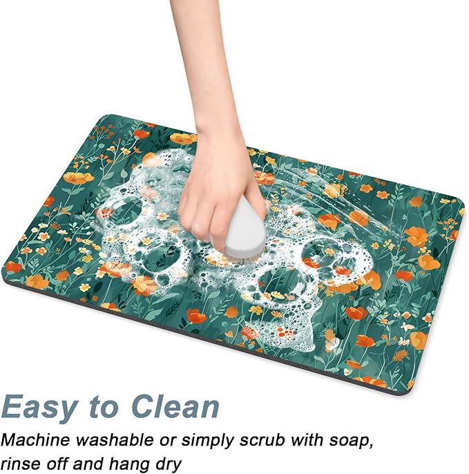 Rnivvi Coffee Mat, Hide Stain Rubber Backed Absorbent Dish Drying Pad - Image 5
