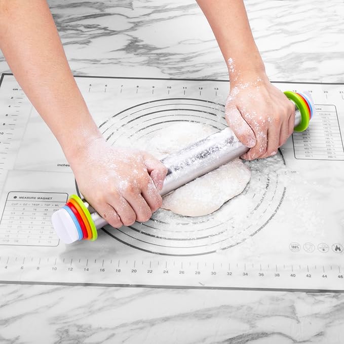 Rolling Pins, Stainless Steel Dough Roller, Rolling Pin and Silicone Baking - Image 5