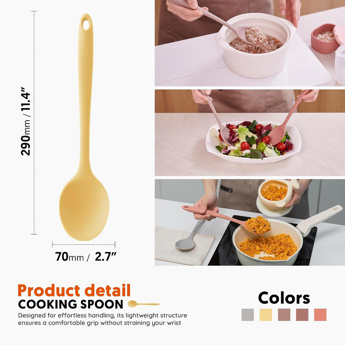 Multi Platinum Silicone Cooking Spoon for Baking, Scraping & Mixing
