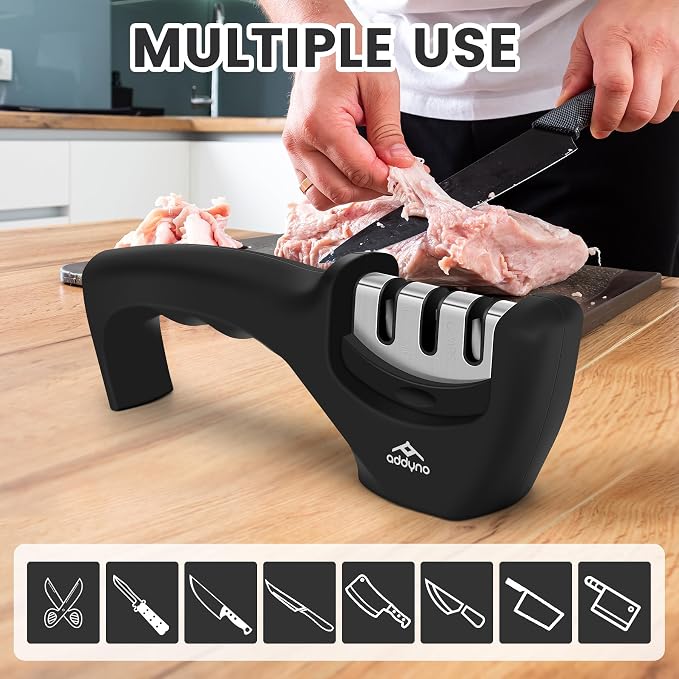 Knife Sharpener with Angle Guide, Adjustable Edge, 3-Stage Coarse–Sharpen–Fine - Image 5