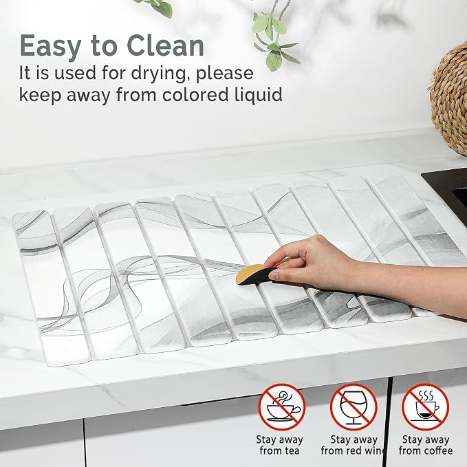 Large Stone Dish Drying Mat for Kitchen Counter, Foldable Water Absorbing - Image 5