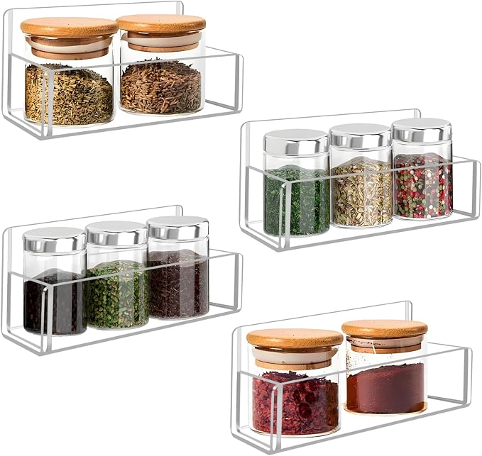 Acrylic Spice Rack Wall Mount-6 Inch, 4 Pack Hanging Seasoning Rack Organizer by Douildhaiy
