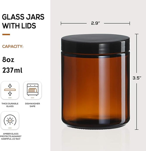 12 Pack, 8 OZ Dark Amber Candle Jars - Image 2