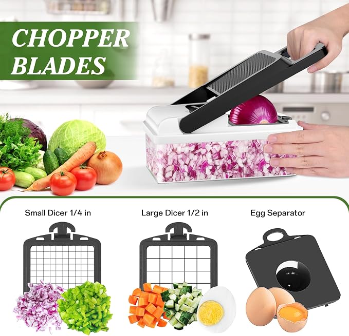 HomeHacks Vegetable Chopper Vegetable Cutter, 12 in 1 Kitchen Gadget, Onion - Image 2
