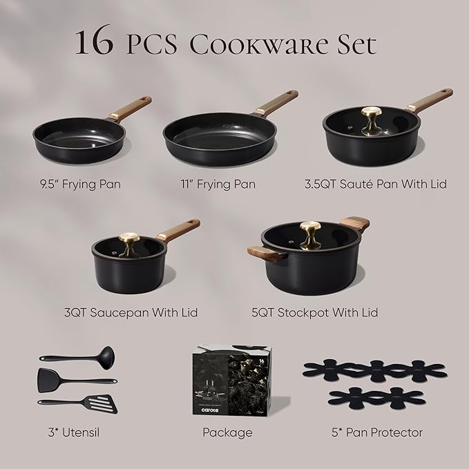 CAROTE Ceramic Cookware Set Nonstick, Non-Toxic & PFAS-Free, Dishwasher - Image 2
