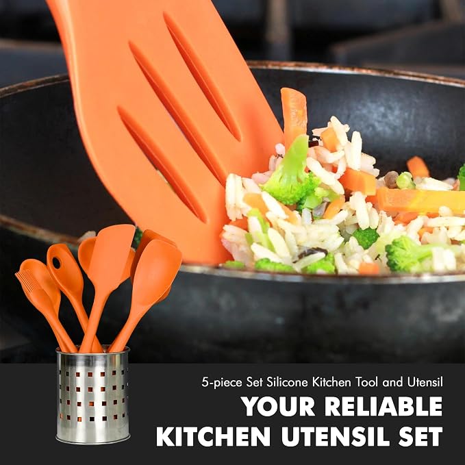 Chef Craft Premium Silicone Kitchen Tool and Utensil Set, 5 Piece - Image 5