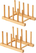 HBlife 2pcs Bamboo Dish Plate Bowl Cup Book Pot Lid Cutting Board Drying Rack by HBlife