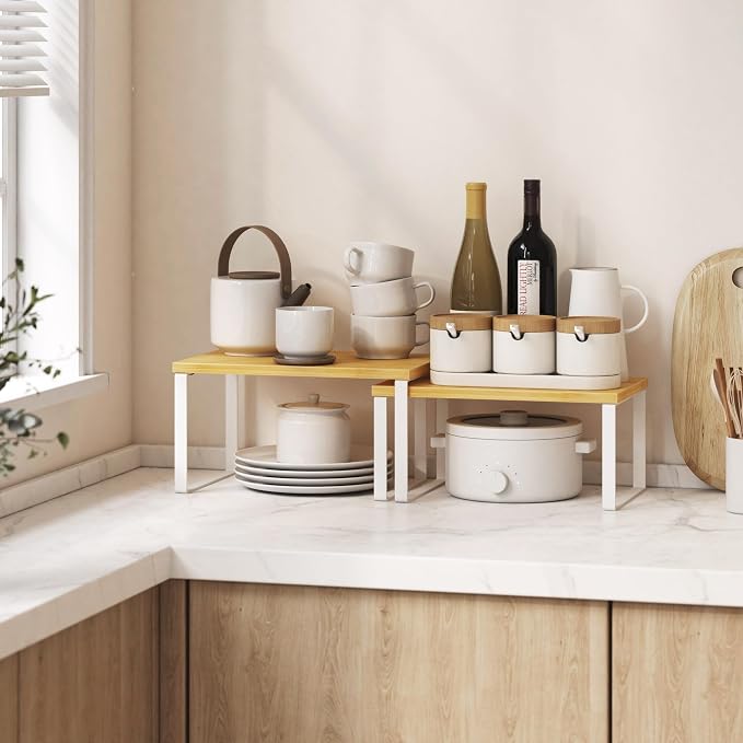 Kitchen Cabinet Organizer Shelf Set of 4, Sturdy Kitchen Counter Shelves - Image 2