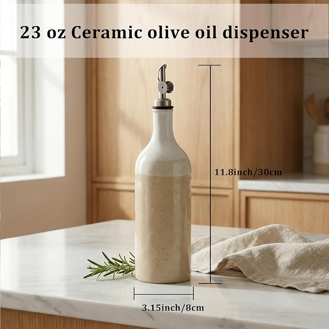 Olive Oil Dispenser Bottle for Kitchen, 23 Oz Ceramic Oil Dispenser - Image 5