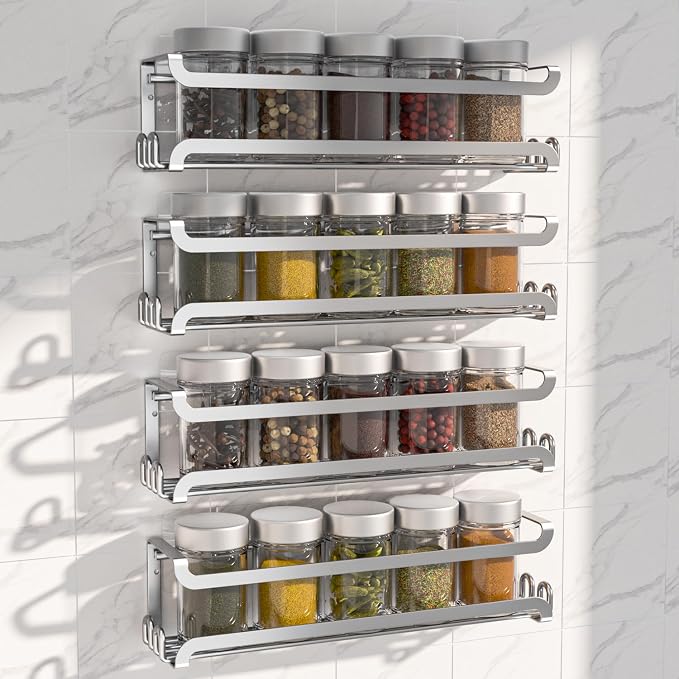 LUCYCAZ 4 Pack Wall Mounted Spice Rack by LUCYCAZ