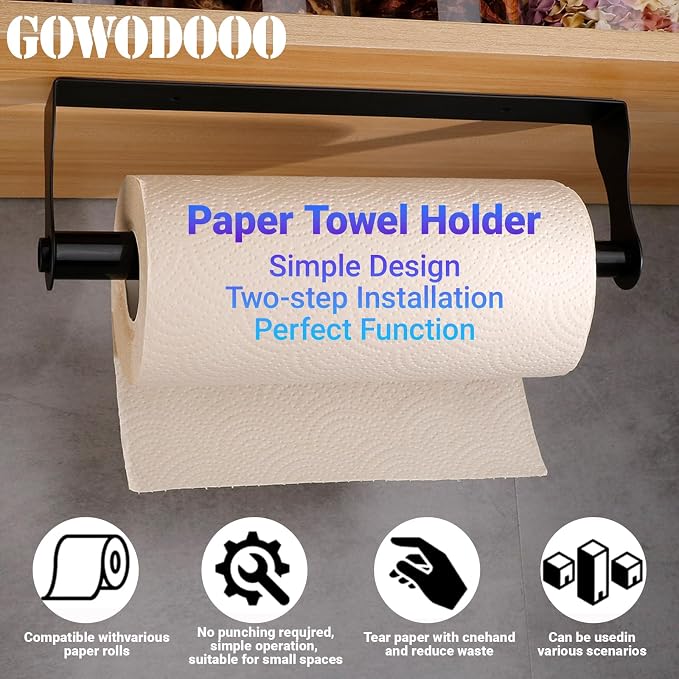 Paper Towel Holder Under Cabinet, Paper Towel Holder, Waterproof and Rustproof - Image 8