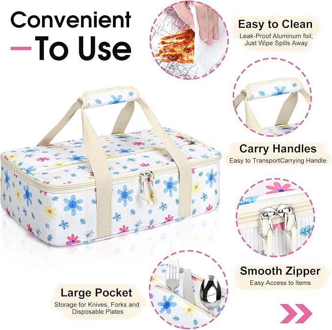 Corduroy Casserole Carrier, Insulated Lasagna Lugger - Image 3