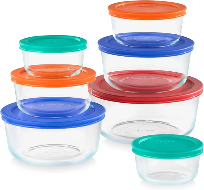 Pyrex Simply Store Glass Food Storage Containers Set, Meal Prep Containers by Pyrex