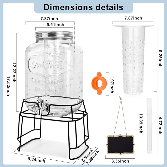 2 Gallon Glass Drink Dispensers - Image 4