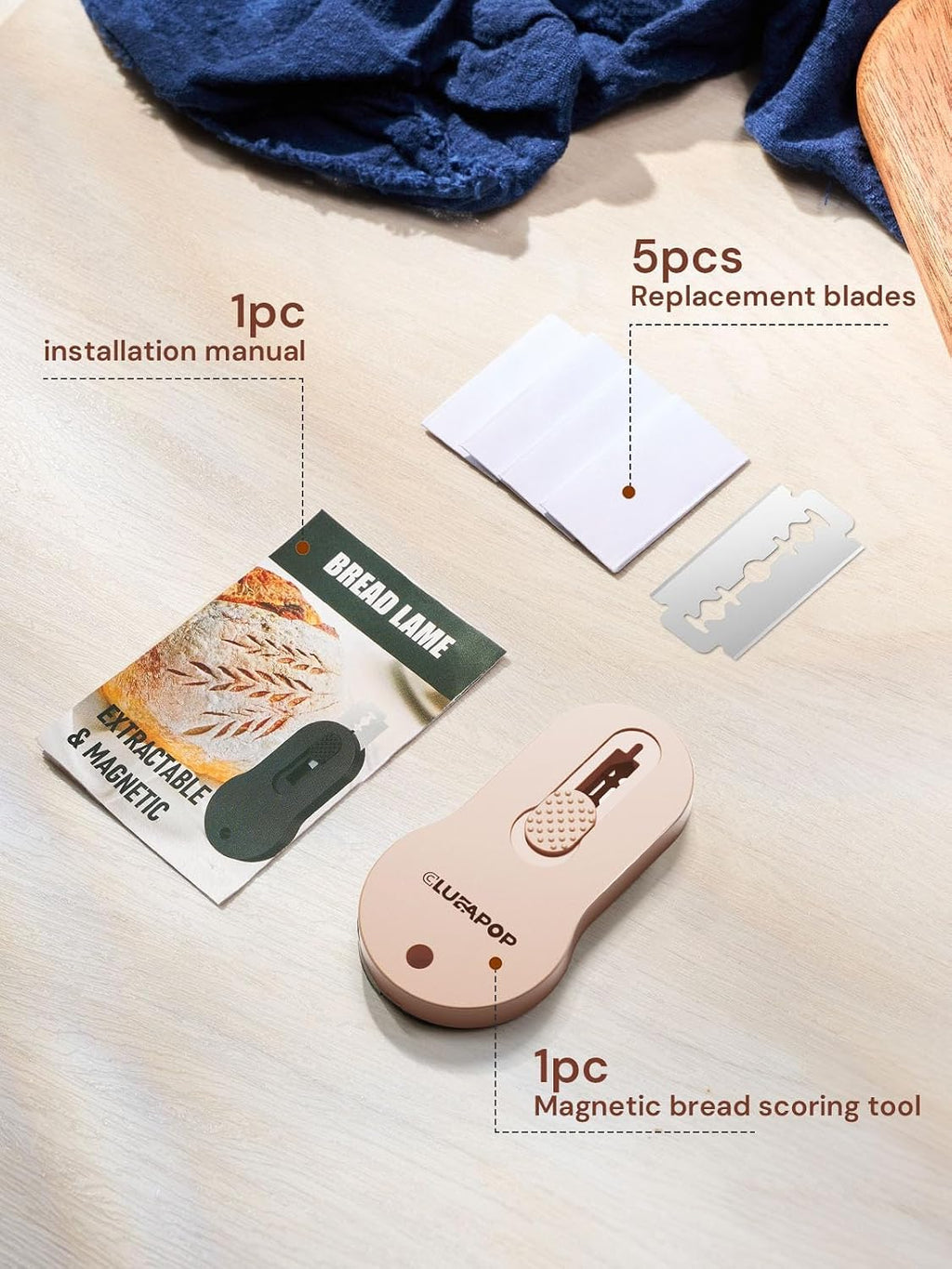 Bread Lame, Extractable & Magnetic Bread Lame Dough Scoring Tool