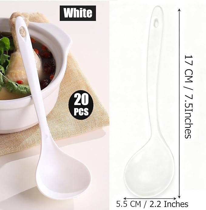 Large Plastic Serving Spoons, Disposable Heavy Duty Serving Spoons, Long Handle - Image 2