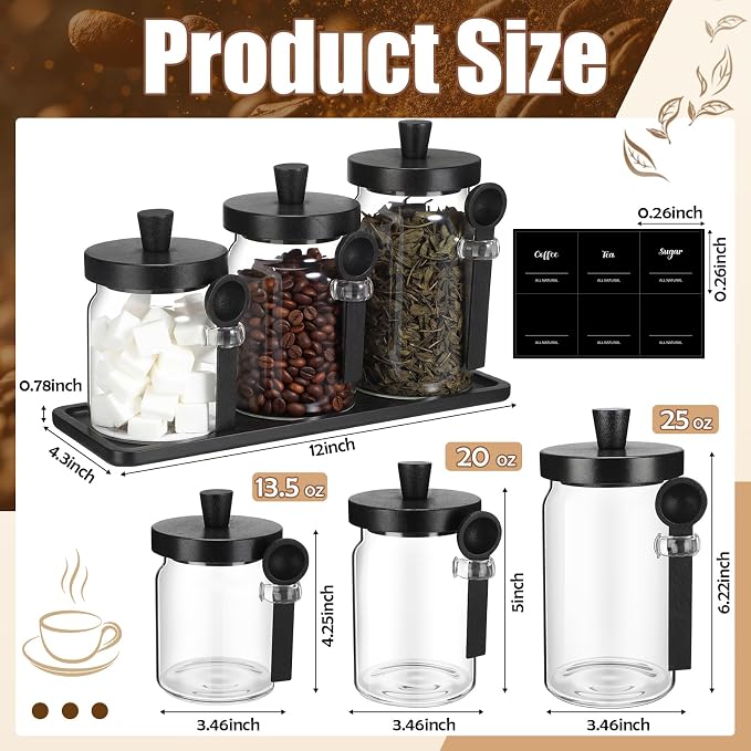 Suclain 3 Pcs Glass Coffee Container - Image 2
