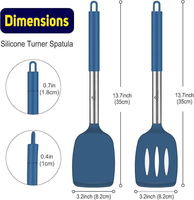 HOTEC Silicone Spatula Set of 2 Heat-Resistant 600°F & BPA-Free Kitchen - Image 2