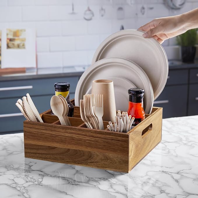 ALELION Acacia Wood Utensil Holder - Image 3