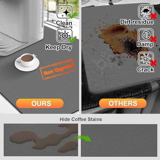 Bloss Coffee Bar Mat for Countertops, Kitchen Counter Mat, Absorbent Hide Stain - Image 5