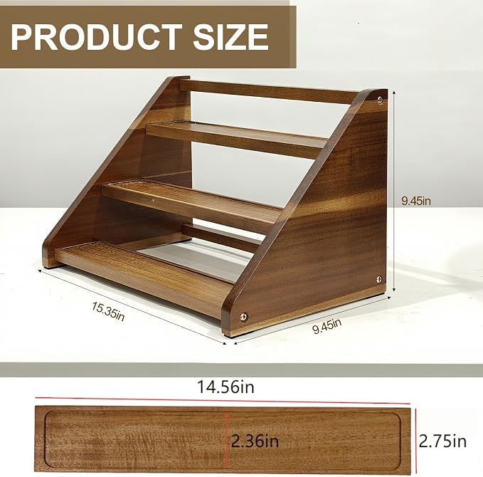 Acacia Wooden Spice Rack for Countertop - Image 2