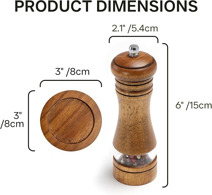 Wood Salt and Pepper Grinder, Salt Grinder and Pepper Mill, Oak Wood Shakers - Image 5
