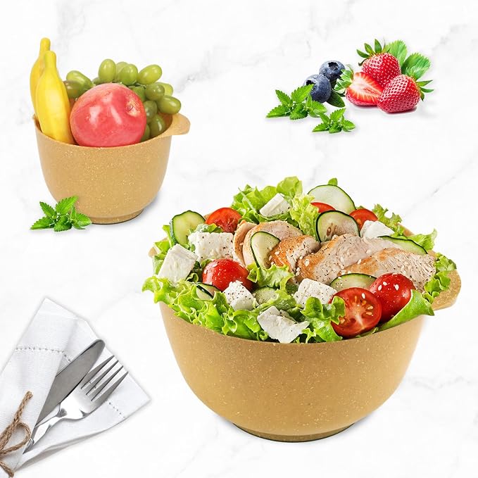BoxedHome Dressing Bowl Set Red Pine Fiber Salad Bowls Non-Slip Stackable - Image 2