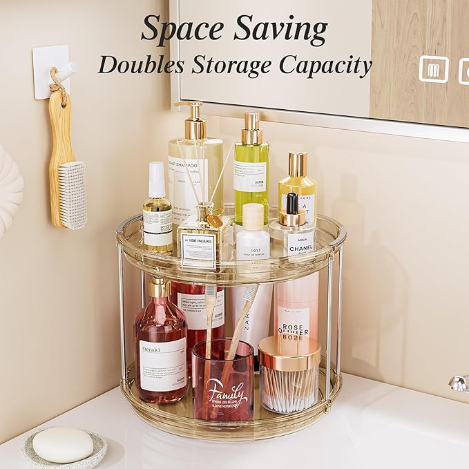 LAMU 2 Pack 2 Tier Lazy Susan Turntable Organizer 10.6'' Rotating Spice Rack - Image 6