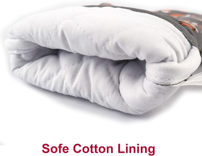 Oven Mitts Gloves 1 Pair Heat Resistant 480 ℉ Non Slip Clear Silicone Printed - Image 4