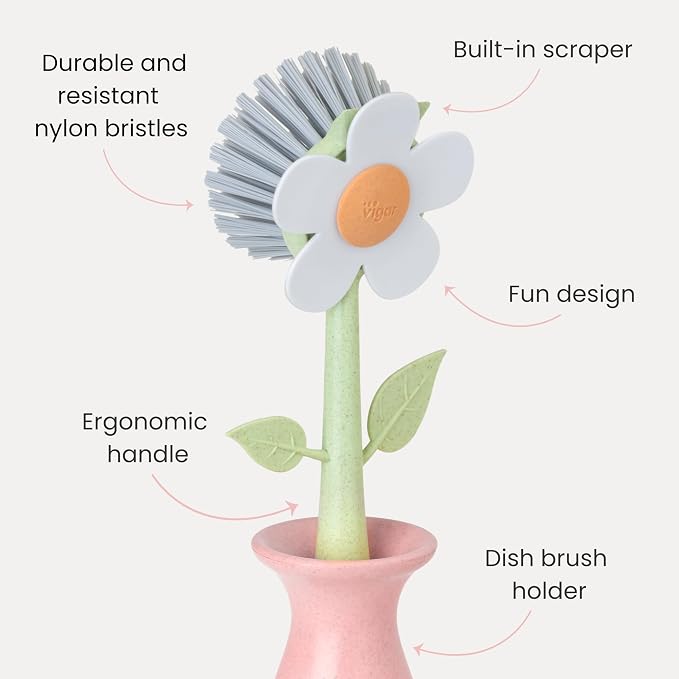 Vigar Florganic Daisy-Shaped Dish Brush - Image 3