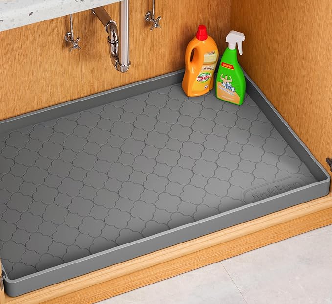 Jin&Bao Waterproof Under Sink Mat 34" x 19", Thick Silicone Mat Cabinet by Jin%26Bao