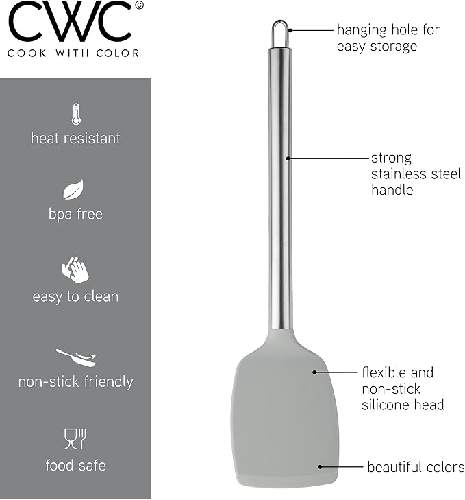 COOK WITH COLOR Silicone Cooking Utensils, Kitchen Utensil Set, Cooking Utensils - Image 6