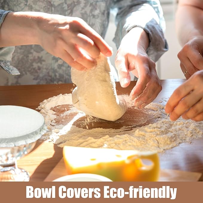 Patelai 10 Pcs Bowl Covers Reusable in 5 Size Stretch Cloth Fabric Elastic Food - Image 3